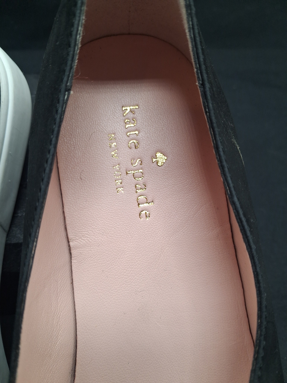 kate spade Black Suede Loafers with Gold Eyelet Detail - Picture 2 of 12
